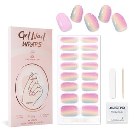 XEAOHESY 1 Sheet Semi Cured Gel Nail Strips, Sticky and Not Easy to Fall Off, Softer and More Fitting, Waterproof and Long-Lasting, Needs to Be Cured with a Lamp(Solid Color 8)