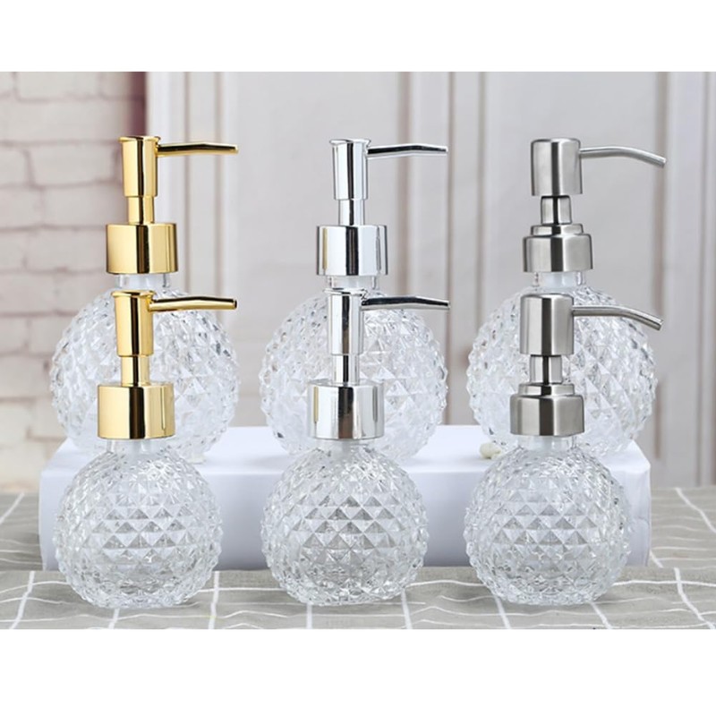 220ml/8oz Empty Clear Glass Soap Dispenser Glass Jar Bathroom Lotion