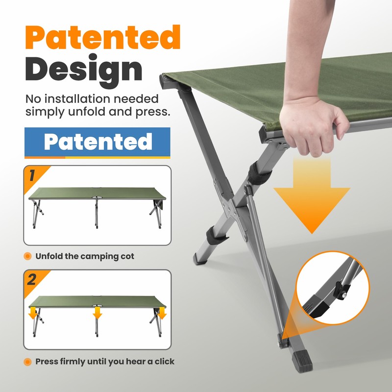Join Nature Oversized Camping Cot Foldable for Adults, Supports 450