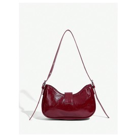 Floerns Women's Y2k Shoulder Bag Rivet Adjustable Straps Hobo Bag Punk Crossbody Purse Burgundy One-Size