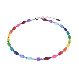 Adi-Modeschmuck Delicate Polaris necklace 'Caren', cylinder beads made from original Italian Polaris, polished glass beads and smallest brass beads, handmade in Berlin, Glass Stainless Steel Polaris