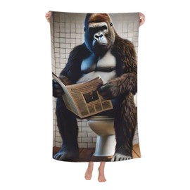 VODRM Funny Monkey Reading Newspaper Beach Towel,32x52in Microfiber Quick Dry Humorous Cool Gorilla Bathtub Bath Towels,Soft Lightweight Oversized Sand Free,for Travel Pool Swimming Gym Decor,Gifts