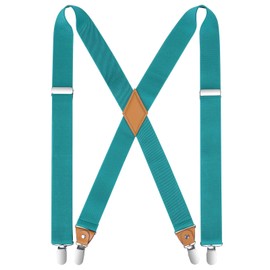 Tirantes para hombre, resistentes, con espalda en X, 1,4 pulgadas, tirantes ajustables, tirantes elásticos para trabajo, boda, fiesta, Aqua, Talla única