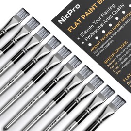 Nicpro 10pcs 3/4 Inch Flat Paint Brushes for Acrylic Painting, Large Paint Brushes Bulk for Acrylic Watercolor Oil, Artist Paint Brush Set for Canvas Painting, Base Coating, Crafts, Face Body Art