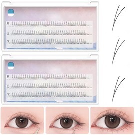 Partial False Eyelashes, V Shape, Lower Eyelashes, 2 Sets Total, 240 Bundles, Natural False Eyelashes, Parts, False Eyelashes, Ultra Thin, Airy Feel, Easy for Beginners, Everyday Use, Partial False