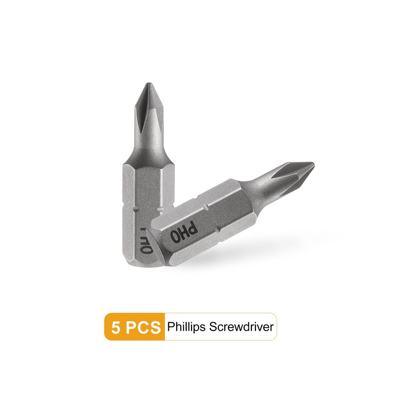 HARFINGTON 5pcs PH0 Phillips Screwdriver Bit 1/4" Hex Shank 25mm/1"