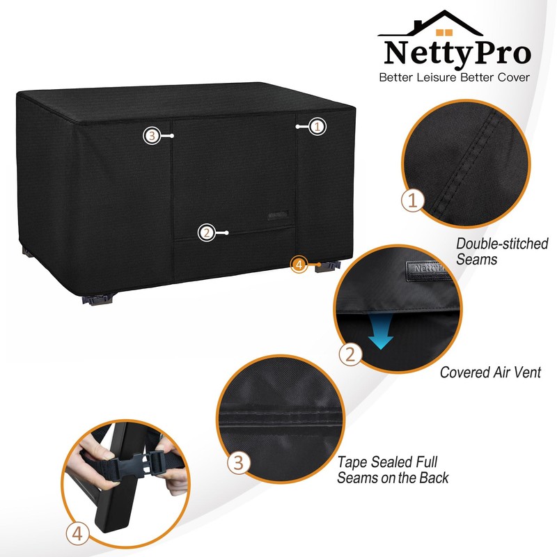 NettyPro Fade Resistant Fire Pit Table Cover Rectangular Waterproof Heavy