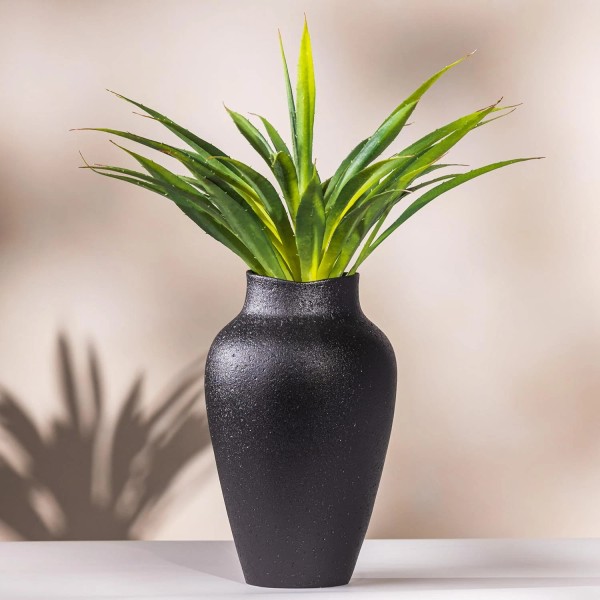 Does not apply Succulents and Vase Black Textured Ceramic 10.5