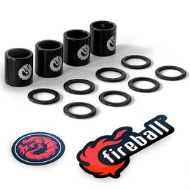 Fireball Dragon Precision Aluminum Spacers and Speed Rings Set for Skateboards and Longboards - 4X Skateboard Spacers 8X Skateboard Washers