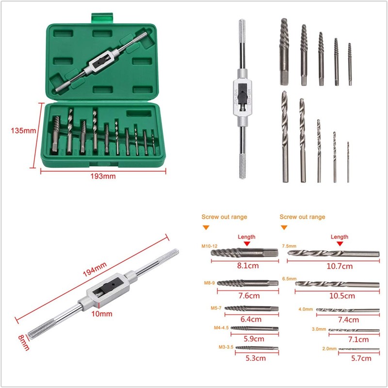 OCGIG 11 PCS Damaged Screw Extractor Set Broken Screw Drill
