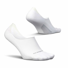 Feetures Elite Light Cushion Invisible Socks - Anti-Slip Sport Sock Liner with Targeted Compression - White, XL (1 Pair)