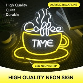 Ineonlife Coffee Time Neon Sign Accessories Light Up for Wall Decor Modern Led Sign for coffee shop Small Acrylic Art Decor for dessert shop bakery cafe Decorations 12.59x16.1 inch USB POWER