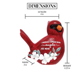 Pavilion Gift Company - Cardinals Appear When Angels are Near - 4.25" Male Cardinal Bird Figurine in Memory Bereavement Loss of Loved One Funeral Present