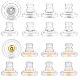 16PCS Silicone Earring Backs Replacements for Studs Heavy Earrings 18K Gold Siliver Hypoallergenic Locking Backs for Droopy Ears Replacement Backings for Women Adults (18K Gold +White Gold 2)