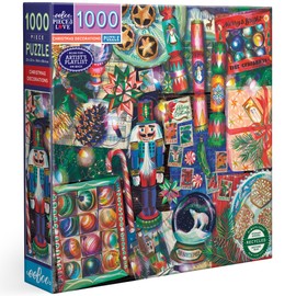 eeBoo Piece & Love: Christmas Decorations - 1000 Piece Puzzle - Adult Square Jigsaw, 23x23, Includes Image Reference Insert, Pieces