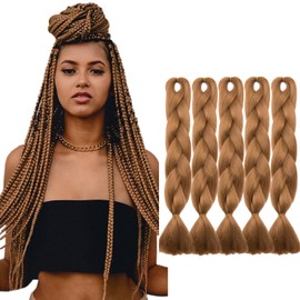 Tess Jumbo Braids, Hair Extensions, 60 cm, Kanekalon Synthetic Hair for Braiding, Box Braids, 100 g/Bundle, Pack of 5, #30 Chestnut Brown