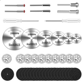 44Pcs Auxiren Cutting Wheel Kit for Rotary Tools, Mini HSS Circular Saw Blades Cutter, Resin Cutting Discs, and 545 Diamond Cut Off Wheels for Cutting Wood, Metal, Plastic, PVC, Glass, Tile, Stone