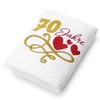 Abc Casa Gift Towel for 70th Birthday with Embroidered Hearts