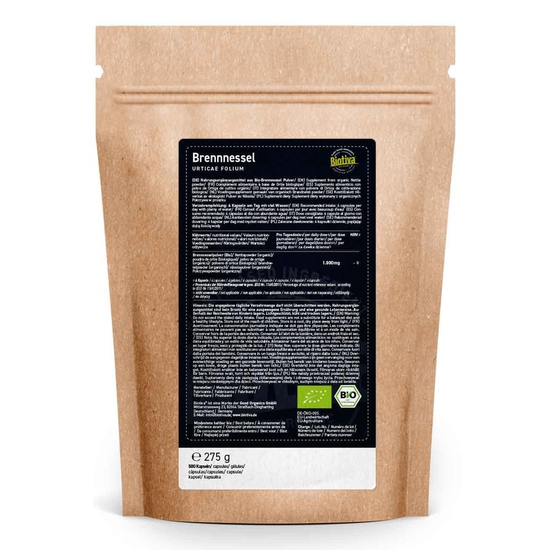 Organic Nettle 500 Capsules | 450mg per Capsule | Nettle