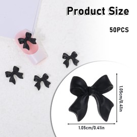 Bow Nail Charm, 3D Bow Nail Decoration Resin Bow Nail Rhinestones Bowknot, Black Nail Charms for Phone Cases Scrapbooks Envelope Cards Making