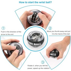 Ding Yongliang Wrist Trainer Ball, Gyro Hand Trainer, Hand Trainer, Forearm Trainer and Muscle Trainer, Fitness Equipment for Training Arm Muscles, Gyrotwister