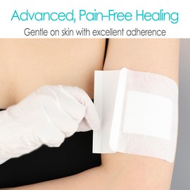 20 Pcs Breathable Knee Surgery Island Dressing 4"x6" Knee Replacement Bandages Bordered Gauze Pads for Post Surgery Hip Recovery Wounds Incision Adhesive Cover Women Men Patients