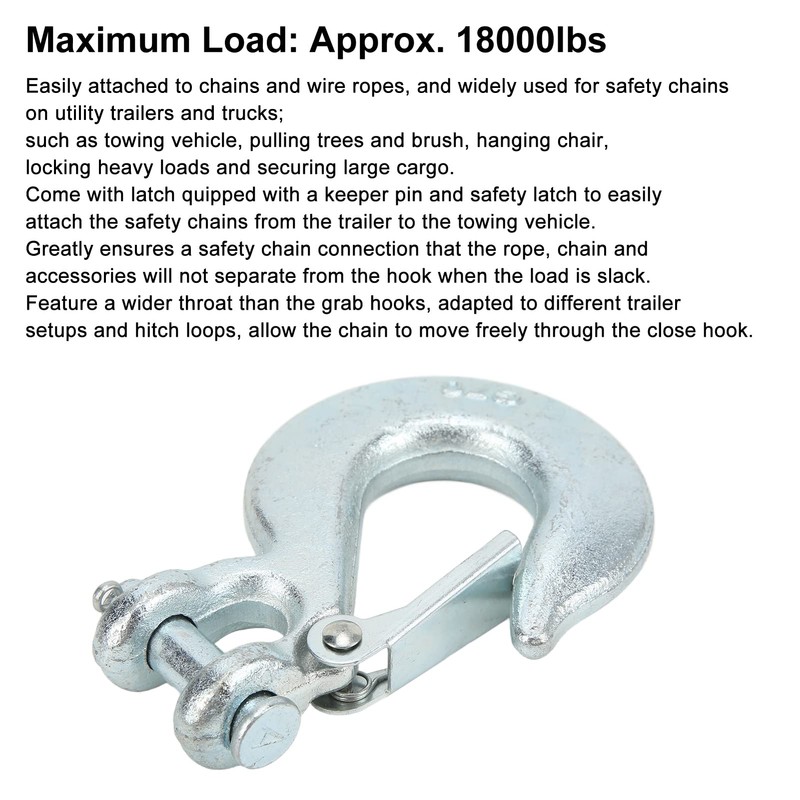 OKAT Winch Hook, 18000 lbs Load Fork Hook Heat Treatment