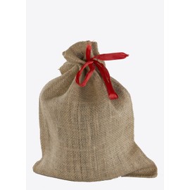 Seedeo Jute Sacks/Jute Bag/Gift Bag 33 x 24 cm with Red Plastic Strap