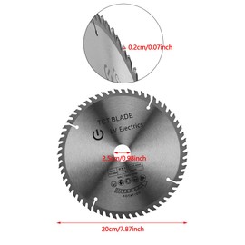 200mm TCT Circular Saw Blade Circular Saw Blade Hard Alloy Metal PVC Cutting Disc Silver Rotary Cutting Disc (for cutting wood) 60 Teeth + 1 Deceleration Ring
