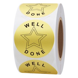 Hylabelest 1.5 Inch Gold Round Well Done Reward Stickers Labels for Teachers Or Parents A Big Encouragement for Your Little Ones (Gold)