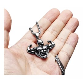 Jextech Collar Y Dije De Fisicoculturista Musculoso Mamado Gym Acero