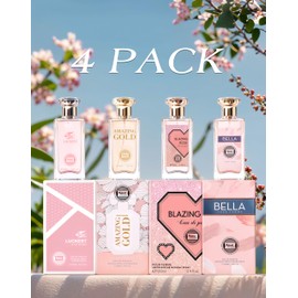 Hybrid & Company Women's 4 Pcs Amazing Glod Bella Blazing Luckest Pour Femme Perfume Natural Spray Fresh Fragrance