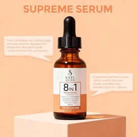 Sapi Anito - Suero facial 8 en 1 para piel regular, 1 fl oz (1.0 fl oz) – Vitamina C, niacinamida, ácido hialurónico, retinol, ácido kójico, cúrcuma, 