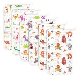 decalsweet Baby Burp Cloths Muslin Washcloths 6 Pack Muslin Burp Cloths 100% Cotton Large 20''x12'' Soft 6 Layers Baby Burp Rags for Boys Girls Baby Essentials for Newborn Gift Machine Washable