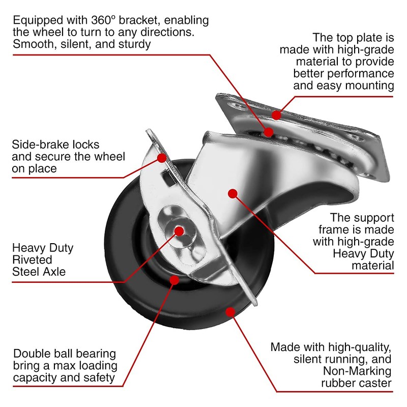 FactorDuty 24 Pack 2" Swivel Caster with Brake Wheels Hard