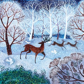 Museums & Galleries Pack of 5 Artistic Charity Christmas Cards - Winter Forest - Lovely Illustration of a Winter Scene by Lisa Graa Jensen - 5 Cards of 1 Design, Multi, 160 x 160mm