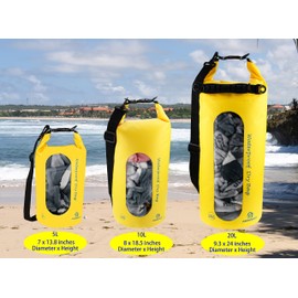 Freegrace - Juego de 3 bolsas secas impermeables con 2 cierres de cierre y correa de hombro desmontable, bolsa de cintura y funda para teléfono, se pueden sumergir en agua, para natación (amarillo