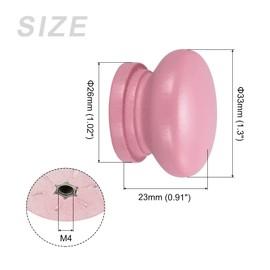 METALLIXITY Round Wood Knobs, (33x23mm) 10Pcs, Pull Knobs with Screws - for Household Furniture Wardrobe Dresser, Pink
