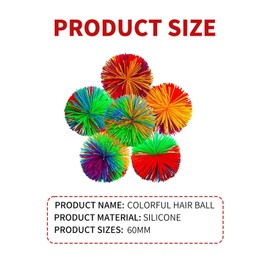 Pack of 6 Fluffy Balls, Stringy Balls, Multicoloured Koosh Ball, Shaggy Ball, Rubber Ball with Fringes, Buffer Ball, Sensory Balls, Stress Ball Children, Stress Balls Toy, Soft Rainbow Pom Bouncy,