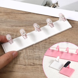 20 Pcs Nail Stand, Nails Tip Display Holder, Nail Practice Stand, Nails Tip Practice Art Training Stands for Painting-Nails, DIY Manicure Fingernail Salon (White+Pink)