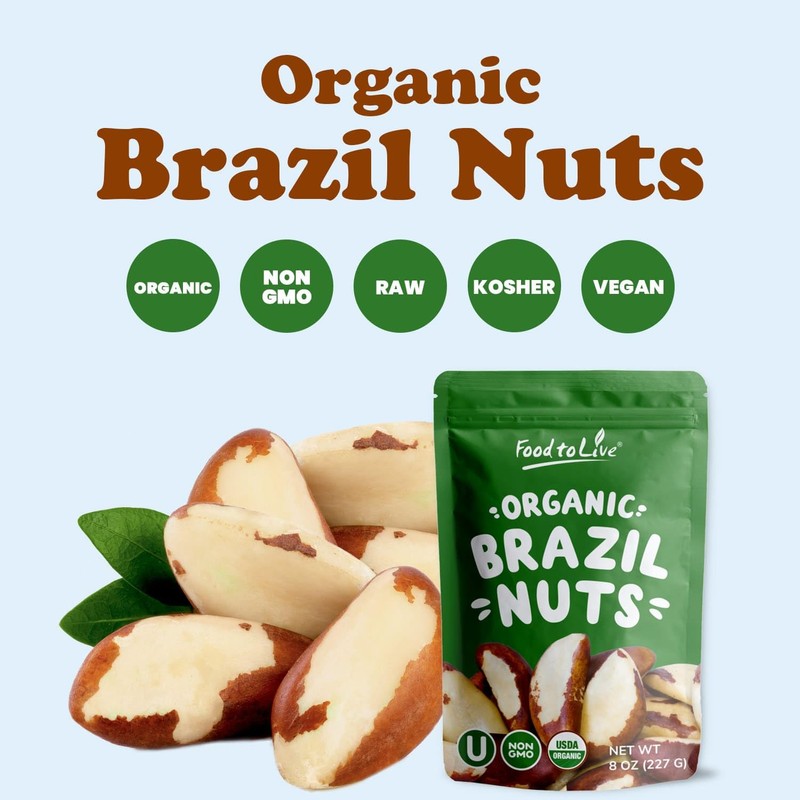 Food to Live - Organic Brazil Nuts, 2 Pounds Non-GMO,