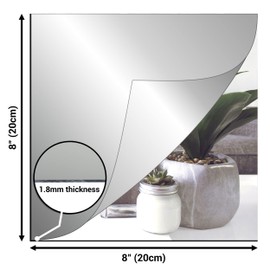 IFAMIO 4 Pack Self Adhesive Acrylic Mirror Sheets 8 x 8 Inch Flexible Non Glass Mirror Tiles Plastic Wall Mirrors Square Mirror Stickers for Home Wall Decor