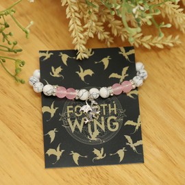 KUIYAI Literary Gift Dragon Charm Gemstone Beaded Bracelet for Men Women Natural Gemstone Bracelet (Four Wing beadUK)