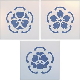 Crest Flowers Stencil Set - 4" x 4" Japanese Flowers Asian Chinese Reusable Sturdy Flexible Template 10 mil Plastic Mylar Wall Flower Tree Stencils Craft Painting Wall Stencils - The Artful Stencil