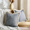Faux Linen Fringe Decorative Pillow Covers 18x18 Inch Set of