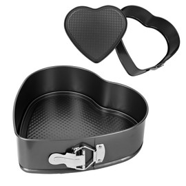 Axigundaone 2 Pcs Heart Shaped Springform Pan Set, NonStick Heart Shaped Cheesecake Pans with Removable Bottom, Leakproof Carbon Steel Springform Pan Baking Molds for Snack Cooking (7, 9 Inch)