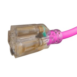 25-ft 14/3 Heavy Duty Lighted SJTW Indoor/Outdoor Extension Cord by Watt's Wire - Pink 25' 14-Gauge Grounded 15-Amp Three-Prong Power-Cord (25 foot 14-Awg)