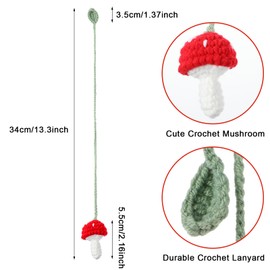 Gjinxi Mushroom Car Accessories for Women, Safe Crochet Car Mirror Hanging Accessories, Cute Mushroom Car Hanging Ornament, Crochet Car Accessories for Women, Interior Car Decor Gifts for Women Girls