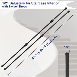 Sidasu 10 Pack Iron Balusters Hollow Double Knuckle Stair Spindles Hollow Single Knuckle Iron Spindles 1/2" Square Metal Balusters with 20 Swivel Shoes
