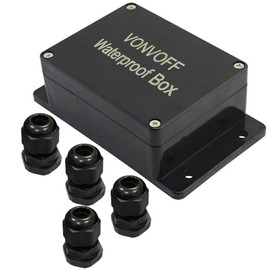 Vonvoff Power Junction Box, IP65 Dustproof Waterproof ABS Plastic Electronic Housing Box, Project Box, Housing with Fixed Hole and 4pcsx M16 Cable Gland, 100 x 68 x 50 mm (Black)